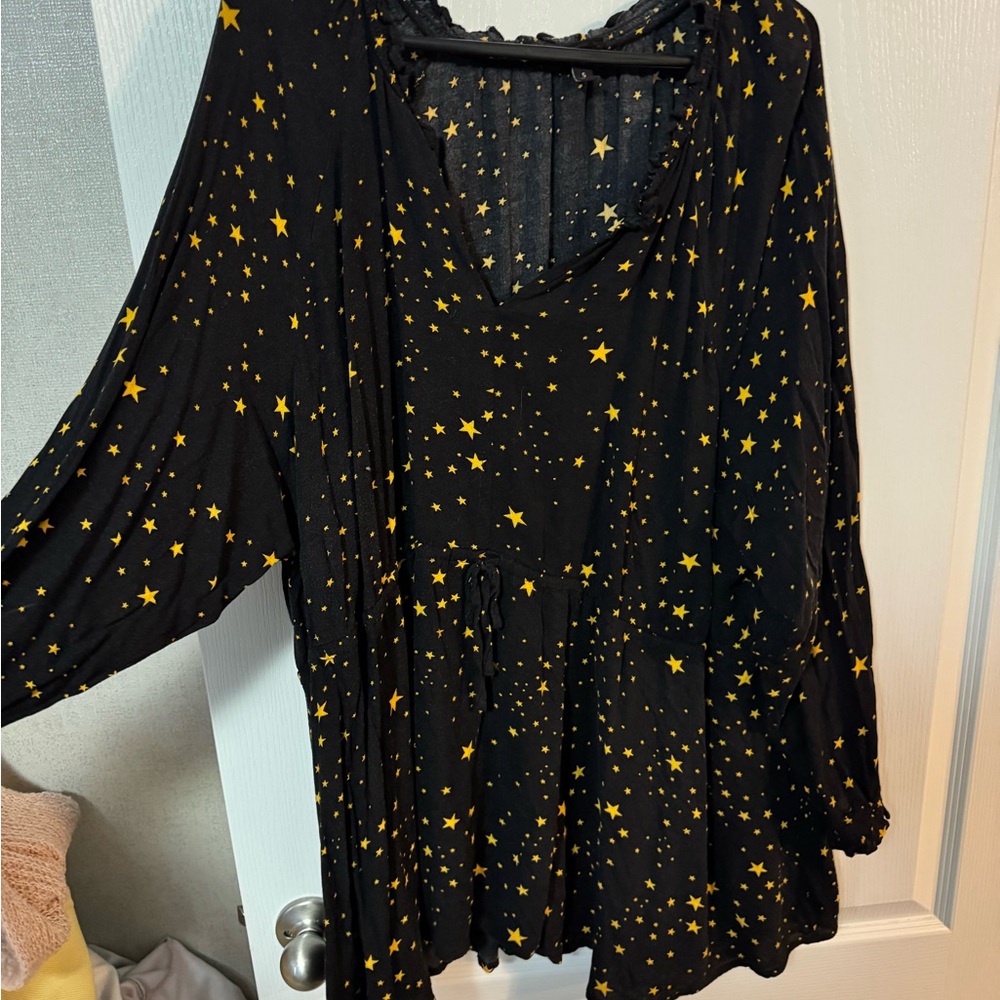 Torrid Black and Gold Star Blouse